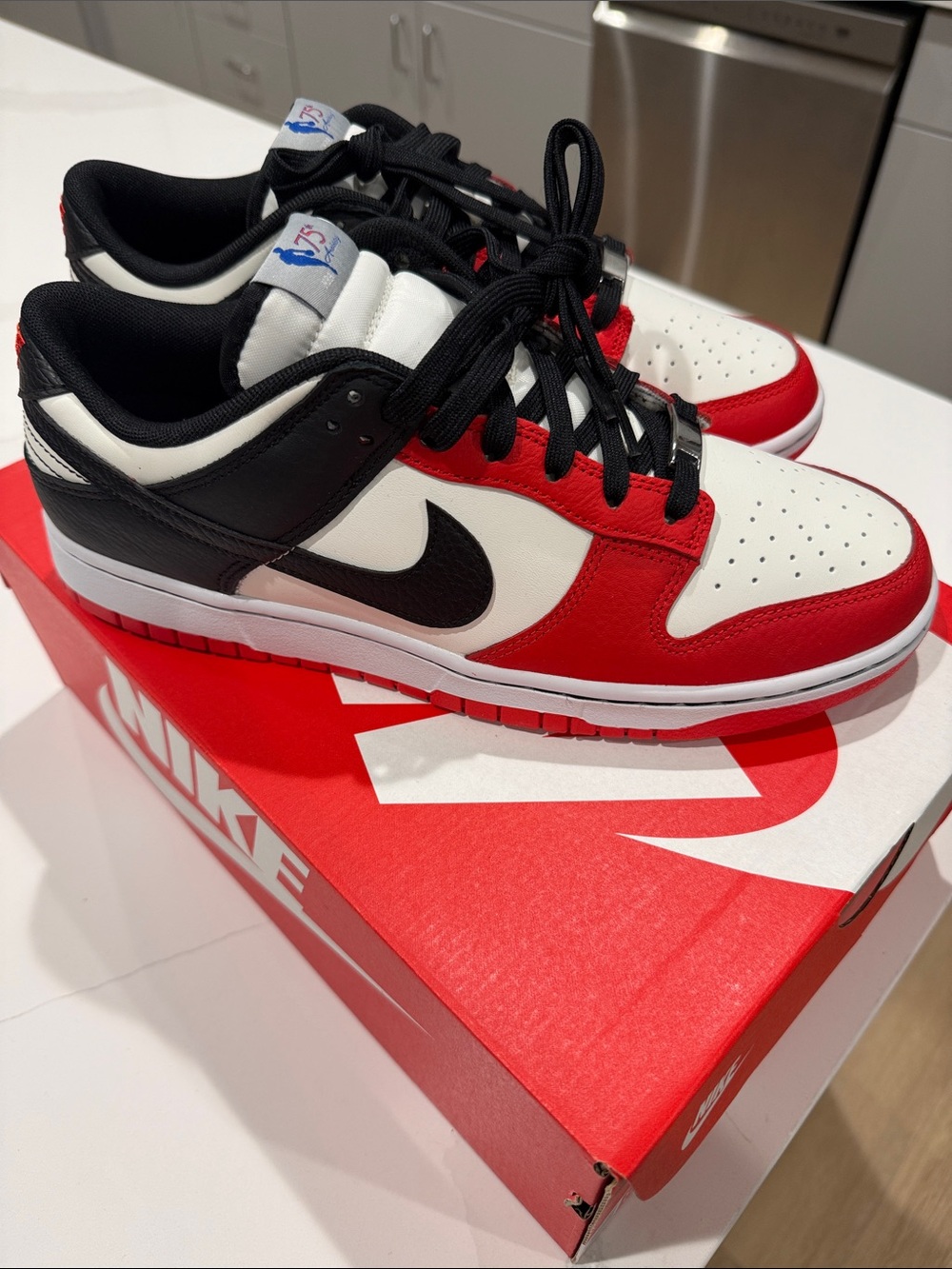 Nike Men’s Dunk Low NBA 75th Bulls 2022 - White/Red/Black